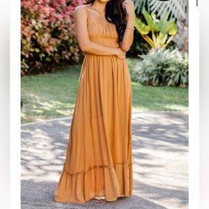 MAKING MOVES CAMEL MAXI DRESS